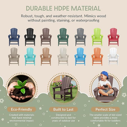 WestinTrends Malibu Kids Outdoor Adirondack Plastic Patio Chair (Set of 2), Dark Brown