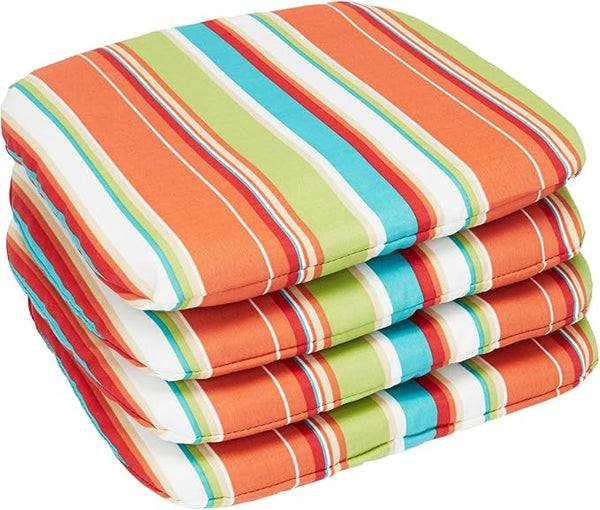 BrylaneHome Indoor/Outdoor Chair Pads (Set of 4) - 16" L x 15.6" W - Water, Stain & Fade Resistant - Covert Breeze - Photo 1