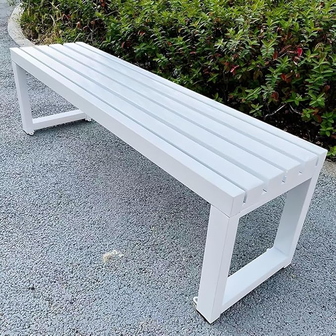 Metal Bench for Outdoor, Garden Seat 2-Person Patio Bench Weatherproof Backyard Seat Backless Entryway Chair Easy Installation 3.3ft 3.9ft 4.9ft 5.9ft(Black,5.9ft)