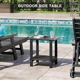 Adirondack Outdoor Side Table, 16.6" Small Patio End Table, 2-Tier HDPE Plastic Table for Poolside Porch Garden - Photo 4