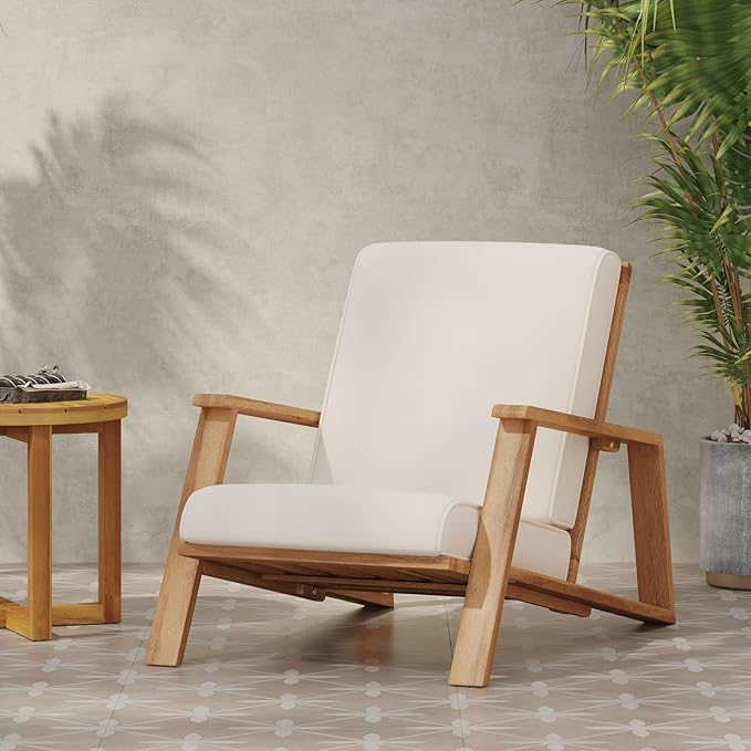 Merax Acacia Wood Outdoor Chaise Lounge Chair - Photo 3