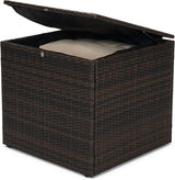 Wicker Patio Storage End Table, 80 Gallons PE Rattan Side Table, Extra Large Storage Space - Photo 1