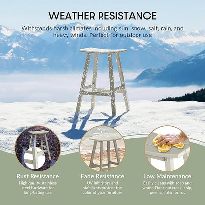 WestinTrends Malibu 29 Inch Outdoor Bar Stools, All Weather Resistant Poly Lumber Adirondack Bar Height Stools, Sand