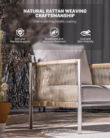 ZANDOR Aluminum Outdoor Patio Furniture 2 Pcs Armchair - Photo 5