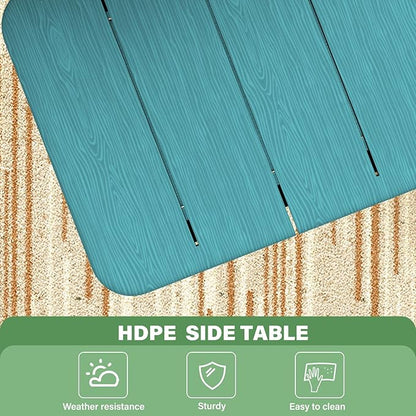 Patio Side Table, Small Rectangular HDPE Adirondack End Table for Outdoor Use in Pool, Garden, Lawn, Backyard,Aurba