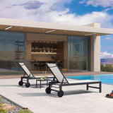 PURPLE LEAF Patio Lounge Chair Set for 4 Outdoor Chaise Lounge with Adjustable Backrest and Easy-to-Move Wheels - Photo 2