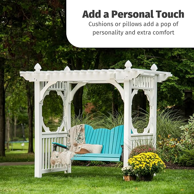 LuxCraft 5' Adirondack Hanging Front Porch Swing with Flip Down Console, Seats Up to 3 - Photo 6