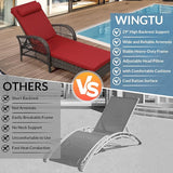 Outdoor Chaise Lounge Chair, PE Wicker Long Recliner Patio Lounge Chair with Cushion - Photo 3