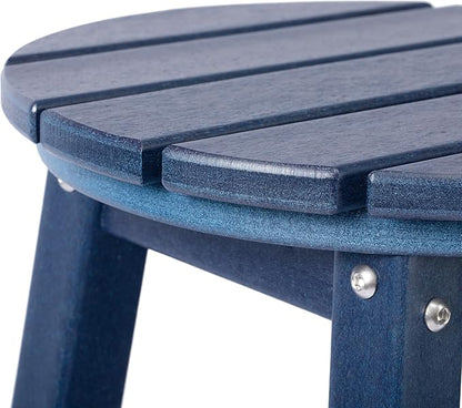 Costaelm 24" Height Outdoor Bar Stools, All-Weather Bar Stools, Adirondack Poly Patio Round Bar Stool for Patio, Deck, Kitchen Counter and Garden, Navy Blue