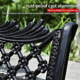 51" Outdoor Bench Garden Bench Cast Aluminum Bench with Floral Back Metal Front Porch Benches for Yard Patio Entryway - Photo 5