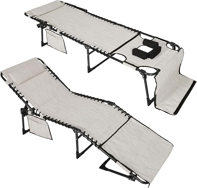 BlueWish 2 Pack Tanning Chair with Face Hole, Outdoor Tanning Chair with 5-Position Adjustable Backrest - Photo 1