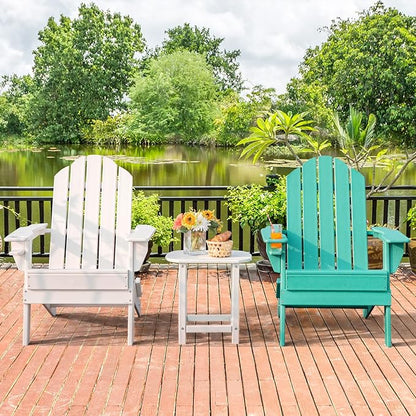 Giantex 2-Pack Adirondack Chair, Outdoor Folding Chairs, Weather Resistant Patio Chair with Cup Holder Lawn Chair for Patio, Garden, Backyard, Balcony, Deck Outside Fire Pit Chair (Turquoise)
