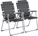 VINGLI Aluminum Patio Lawn Chairs Folding Set of 2 with Detachable Cup Holder - Photo 1