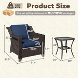 3 Pieces Patio Conversation Furniture Set - 2 Armchairs, 1 Side Table - Photo 2