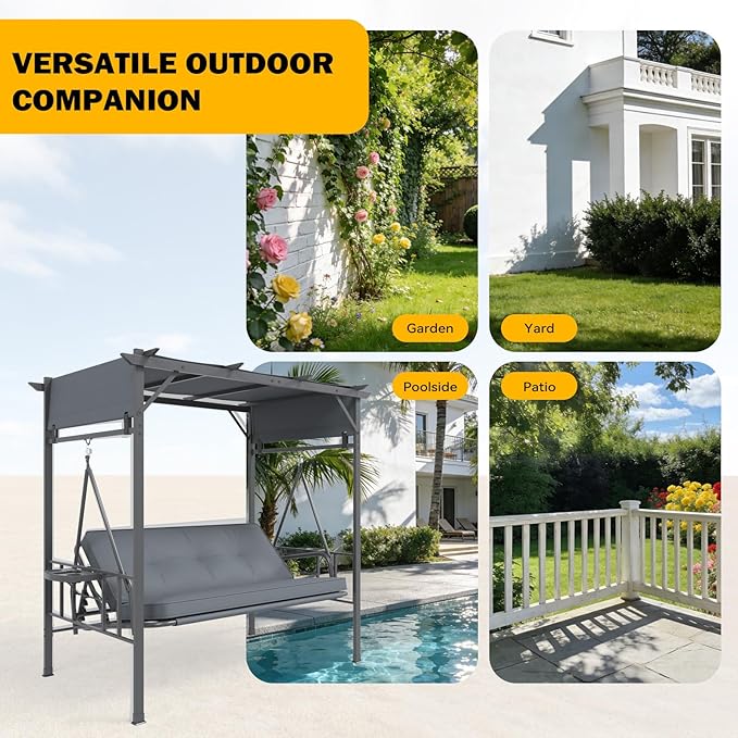 AECOJOY 2-in-1 Convertible Porch Swing Bed 3 Seat - Photo 6
