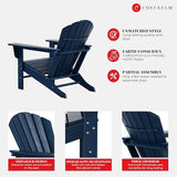 Costaelm Outdoor Adirondack Chair, HDPE Patio Chair, Weather Resistant Lawn Firepit Outside Chairs for Porch, Poolside - Photo 6