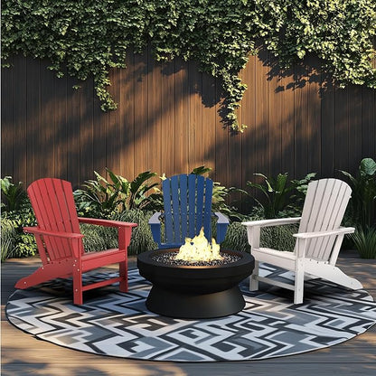 IVY&LANE Adirondack Chairs Set of 4 | HDPE Plastic | Outdoor Fire Pit Chairs | Oversized | All-Weather | Blue | for Outside Deck Backyard Patio Poolside Porch Lawn