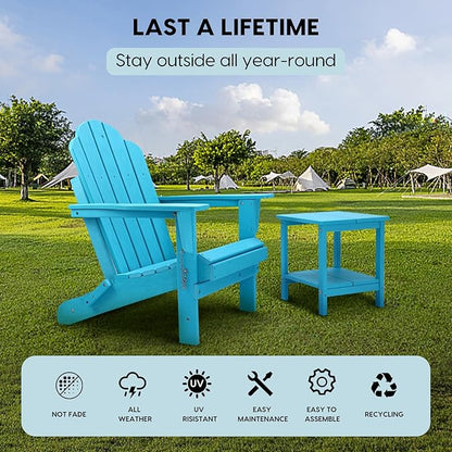 Folding Adirondack Chair, Outdoor Patio Chair Lawn Chair,Weather Resistant for Patio Deck Garden, Backyard, Bonfire& Lawn Furniture Lawn Seating（Blue）