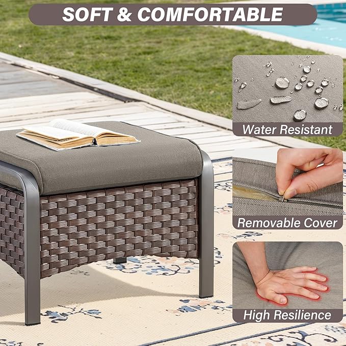 Belord 4 Pieces Patio Furniture Sets - Swivel Rocker Outdoor Chairs with Ottomans - Photo 9