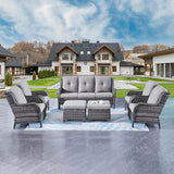 Rilyson Wicker Patio Furniture Set - 7 Piece Rattan Outdoor Sectional Conversation Sets with 1 Sofa - Photo 1