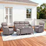 Luxury High Back Patio Furniture Set with 6-Inch Thick Cushions, 6-Pieces Outdoor Furniture with Swivel Chairs - Photo 8