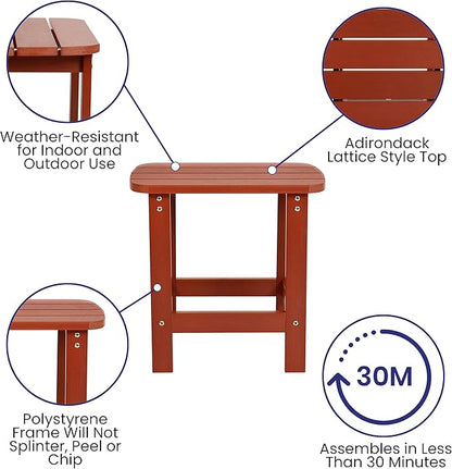 Flash Furniture Charlestown Tiered Commercial Poly Resin Adirondack Side Table - Red - All-Weather - Indoor/Outdoor