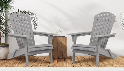 Wooden Folding Adirondack Chair Set of 6, Pre-Assembled BackRest Wood Lounge Chair for Outdoor Patio Garden Lawn Backyard Deck Pool Beach Firepit