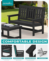 SERWALL Outdoor Bench with Cup Holder, 58" HDPE Garden Park Bench Suitable for 3 Person - Photo 5