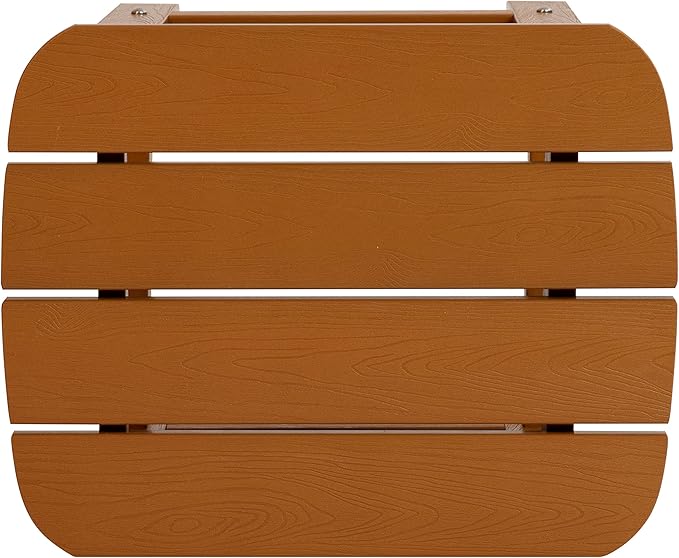 Flash Furniture Charlestown Tiered Commercial Poly Resin Adirondack Side Table - Teak - All-Weather - Indoor/Outdoor