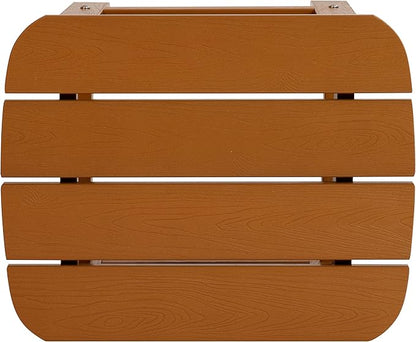 Flash Furniture Charlestown Tiered Commercial Poly Resin Adirondack Side Table - Teak - All-Weather - Indoor/Outdoor