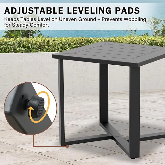 EAGLE PEAK Urban Slate Modern Outdoor Side Table, Weather-Resistant Steel Accent Patio Table for Backyard, Garden, Deck, Porch, or Balcony, Black
