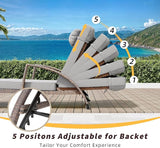 Outdoor Chaise Lounge Chairs Set of 2, Patio Rattan Reclining Chair with 5-Position Adjustable Backrest - Photo 2