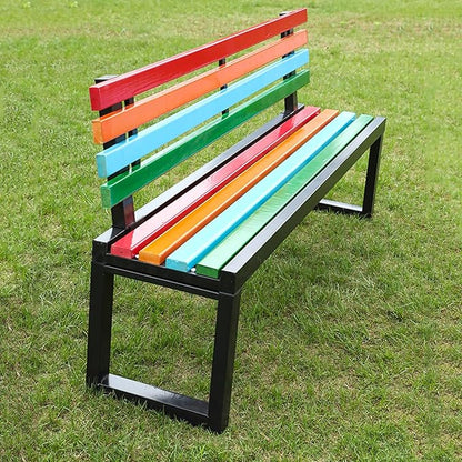 Outdoor Garden Bench - Metal Loveseat Chair with Backrest, Stylish Patio Furniture for Indoors & Outdoors, 120cm Black, Durable Seating for Parks, Patios, and Gardens