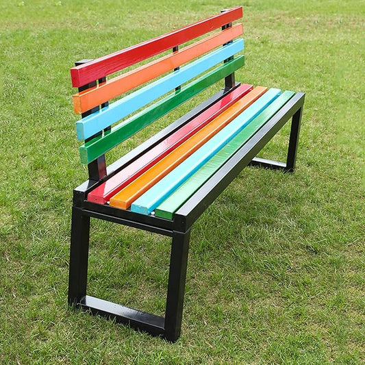 Outdoor Garden Bench - Metal Loveseat Chair with Backrest, Stylish Patio Furniture for Indoors & Outdoors, 120cm Black, Durable Seating for Parks, Patios, and Gardens