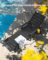 YEFU Lounge Chair Outdoor Set of 2: Outdoor Chaise Lounge with 5-Level Adjustable Backrest, Cup Holders & Wheels - Photo 6