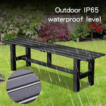 TECSPACE 59 Inches Aluminum Outdoor Weatherproof Bench Backless, 330 LBS Bearing Capacity Garden Porch Bench, Black