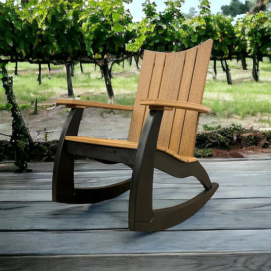 Generic Outdoor Rocking Chairs Built with Weather Resistant HDPE Poly Lumber Rocking Chairs Come with a 20 Year Warranty Outdoor Rocking Chairs Hand Made in The USA (Mahogany/Black)