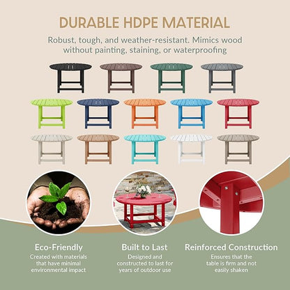 WestinTrends Dylan 5-Piece Outdoor Patio HDPE Adirondack Chair with Round Coffee Table Conversation Set, Red