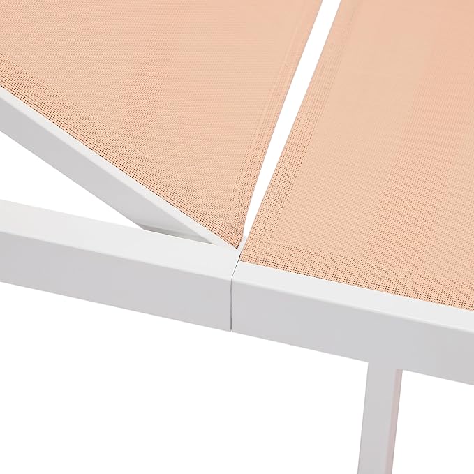 LeisureMod Marlin Aluminum Outdoor Chaise Lounge Chair (Set of 2) - Mesh Sling Fabric Seat White Aluminum Frame Beach - Photo 6