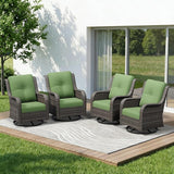 4 Piece Outdoor Swivel Rocker Patio Chairs Set, Patio Chairs Set of 4 with Thickened Olefin Cushions - Photo 1