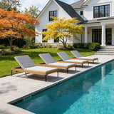 PURPLE LEAF Outdoor Chaise Lounge Set of 4 Aluminum Adjustable Patio Lounger Chairs with Cushions Reclining Beach - Photo 1