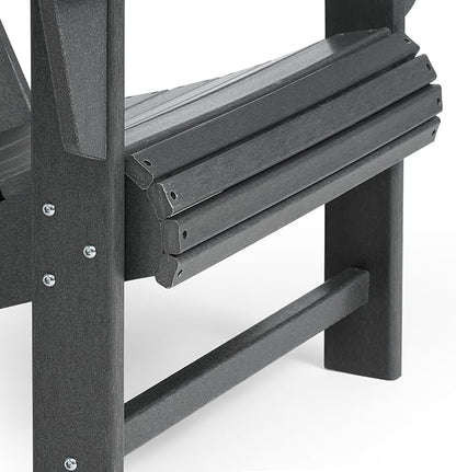 Costaelm Outdoor Patio HDPE Adirondack Chair with Cup Holder, Gray