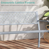 Tangkula 50 Inches Outdoor Garden Bench, Metal Patio Park Bench with Geometric Lattice Backrest - Photo 8