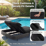 NICESOUL Double Chaise Lounge Outdoor, 51.2" Wide 2-Person Daybed with Independent Recline - Photo 8