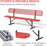4/6/8 Feet Park Bench for Outside Heavy Duty Metal, Garden Benches Outdoor Bench with Backrest & Portable Frame - Photo 5