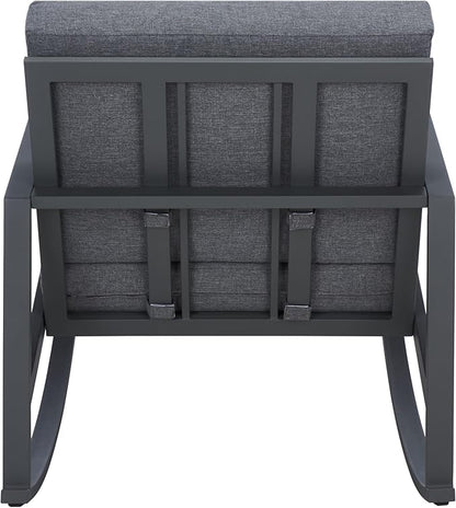 SAFAVIEH Outdoor Collection Cantor Grey/Grey Cushion Rocking Chair