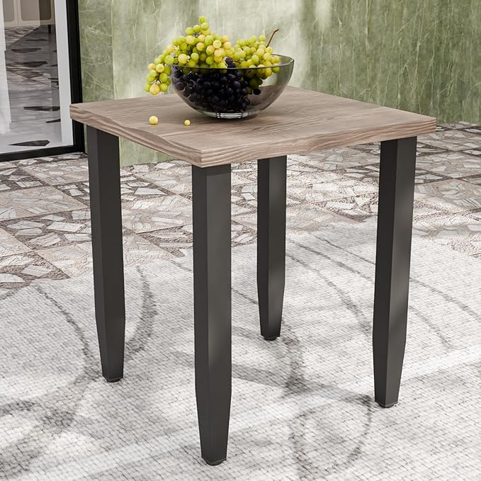Modern Outdoor Side Table with Wood Grain Top, Stylish Patio Square Table for Patio, Porch, Deck, or Garden