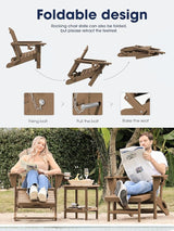 KINGYES Adirondack Rocking Chair with Retractable Ottoman and Cup Holders - Photo 4