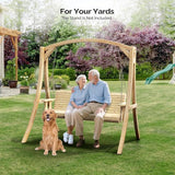 VINGLI 5FT Porch Swing Frame, 1000LBS Heavy Duty A-Frame Wooden Porch Swing Stand with Curved Arc Top - Photo 8