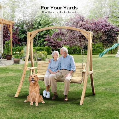 VINGLI 5FT Porch Swing Frame, 1000LBS Heavy Duty A-Frame Wooden Porch Swing Stand with Curved Arc Top, Large Swing Hanger for Garden, Patio, Backyard & Indoor, Natural